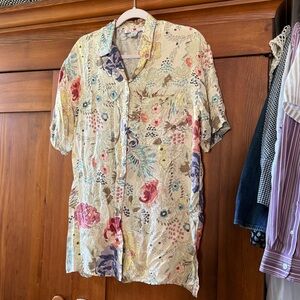 90a silk floral button down